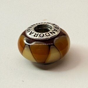 Pandora Butterscotch Toffee Petal Murano Glass Charm 925 ALE